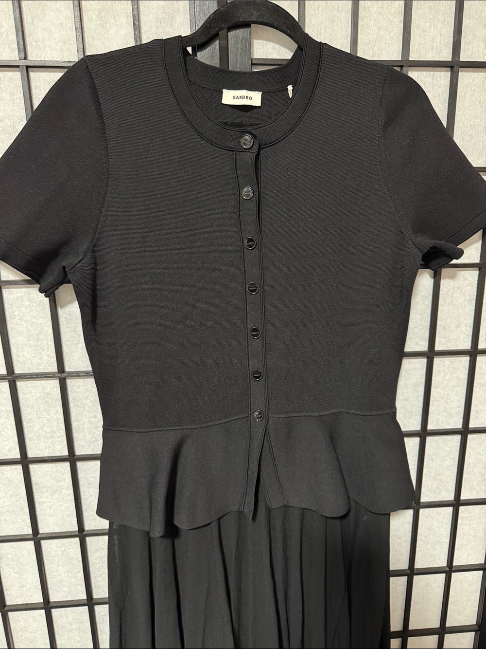 Sandro Judith Peplum Maxi Dress Black Size 8 / FR 40 - Picture 5 of 14